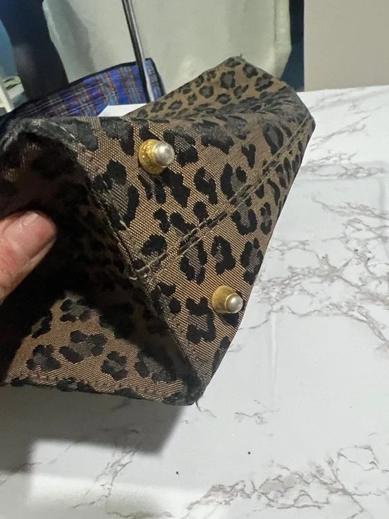 Vintage Fendi Leopard Print Tote with Red Handles canvas - Picture 2 of 10